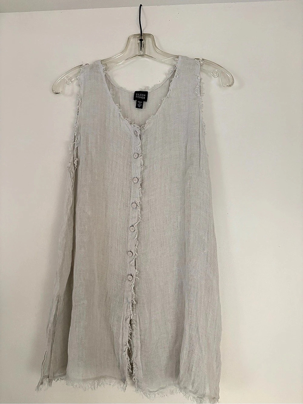 Eileen Fisher Sheer Button Front Tunic in White